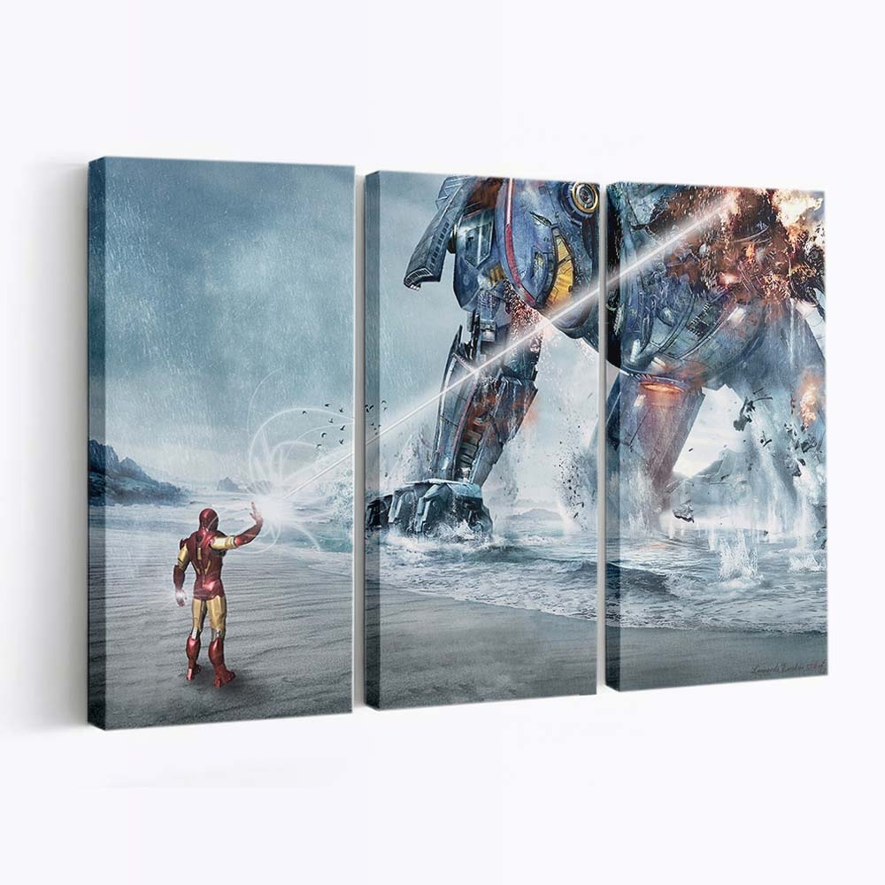 Pacific Rim Vs Ironman Leinwandbild - Wanddeko