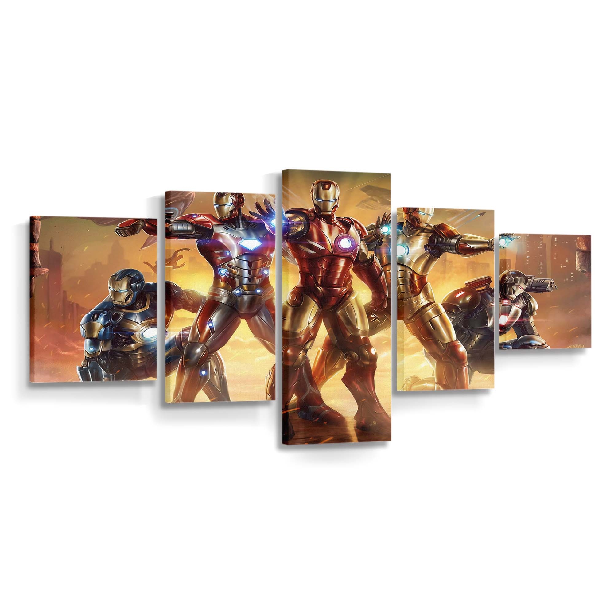 Alle Iron Man-Anzüge Leinwandbild - Wanddeko