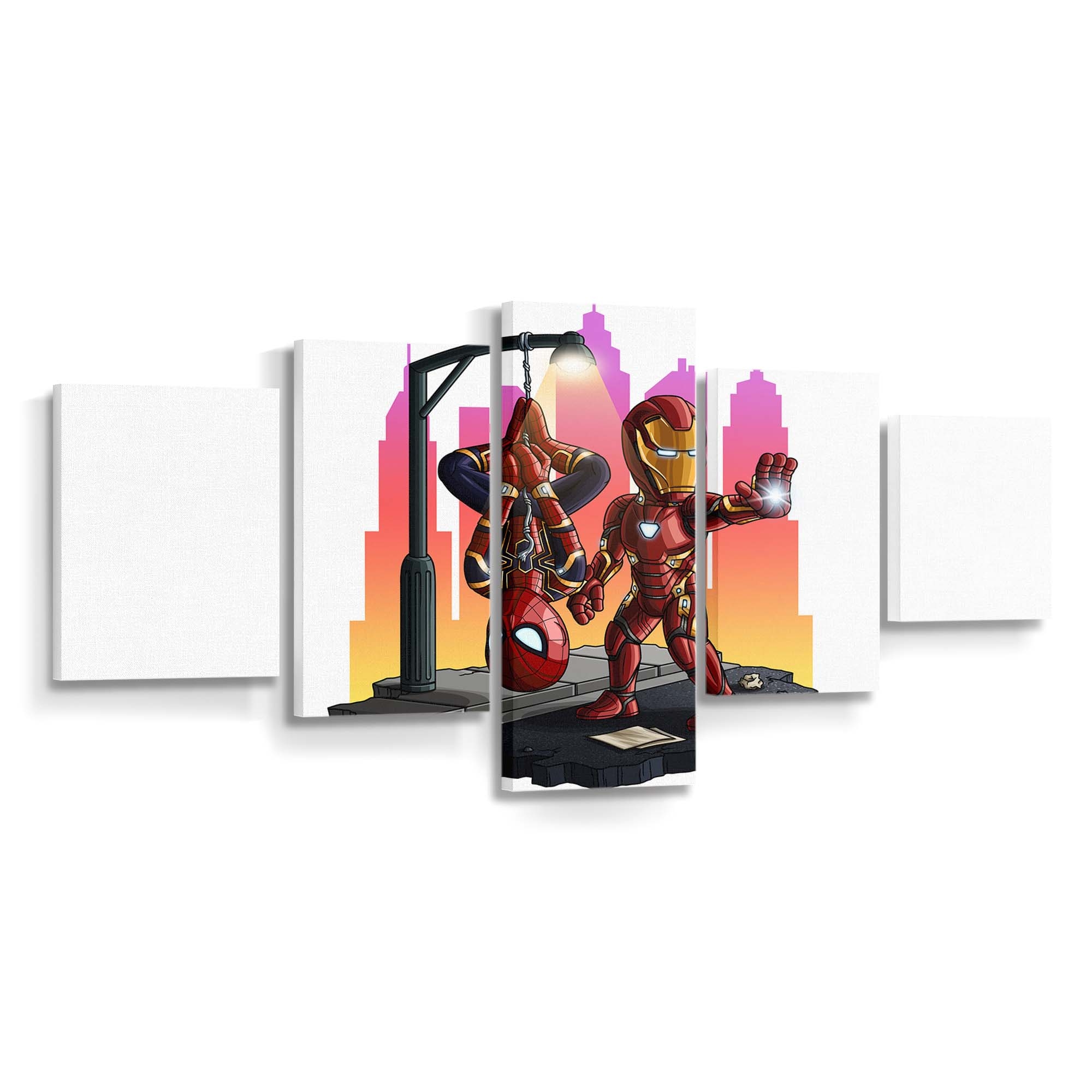 Iron Man und Spiderman Chibi Leinwandbild - Wanddeko