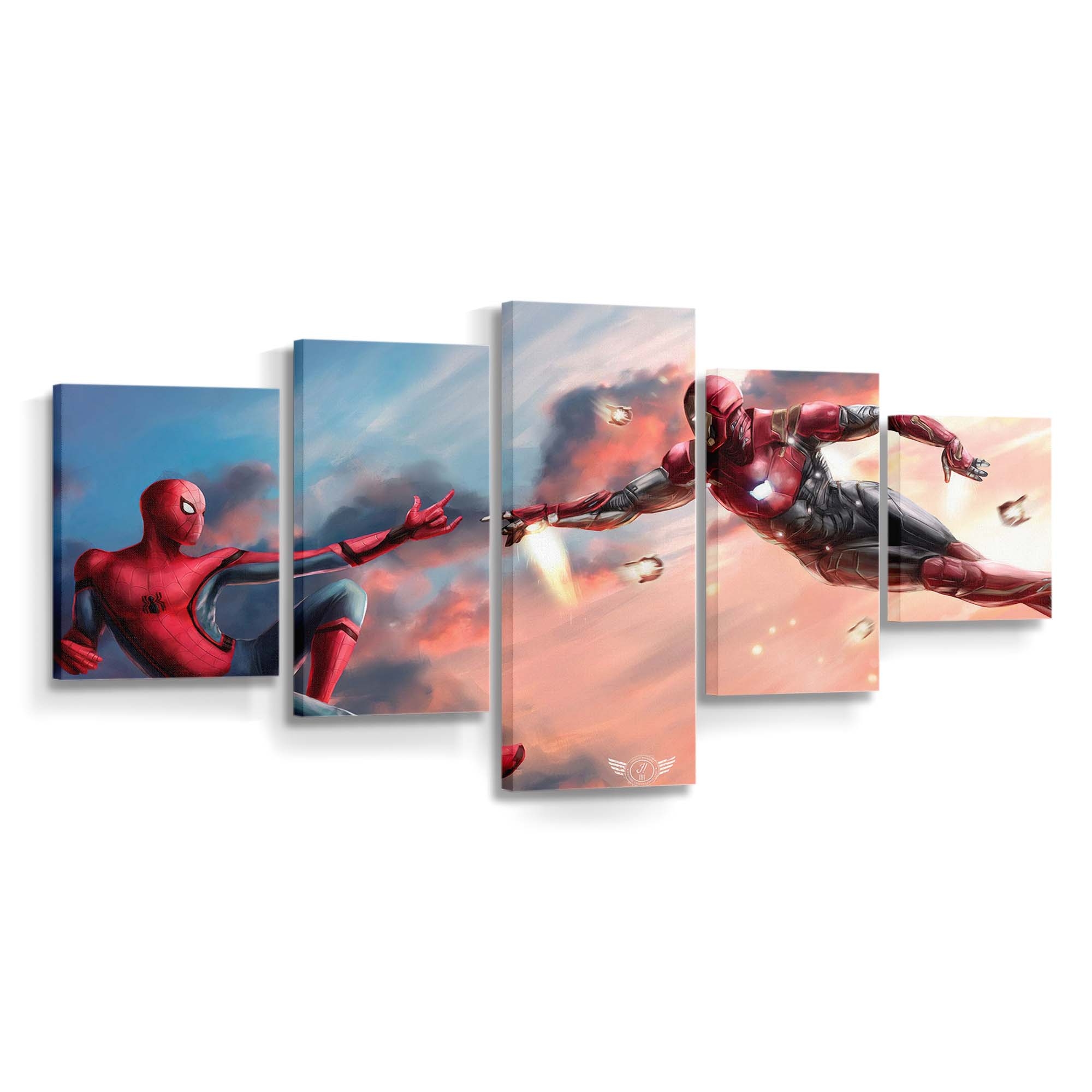 Iron Man und Spiderman United Leinwandbild - Wanddeko