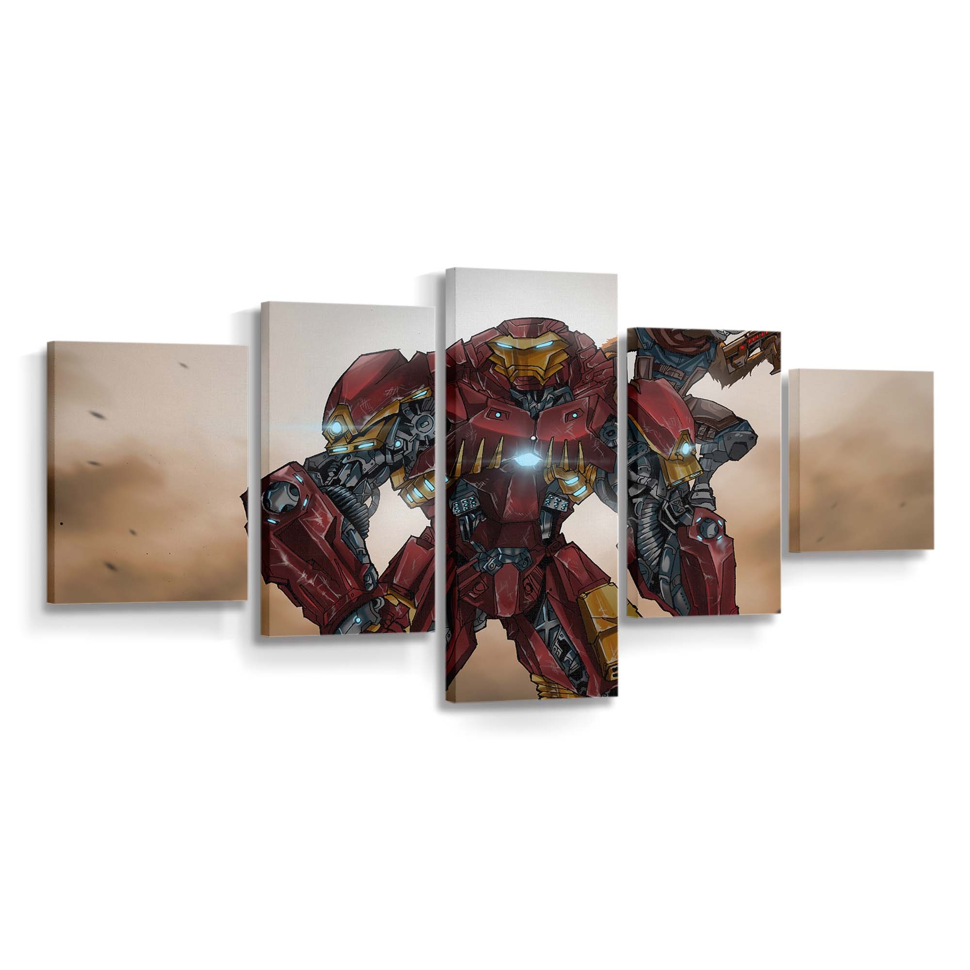 Iron Man in Hulkbuster-Rüstung und Raketen-Kunstwerk Leinwandbild - Wanddeko