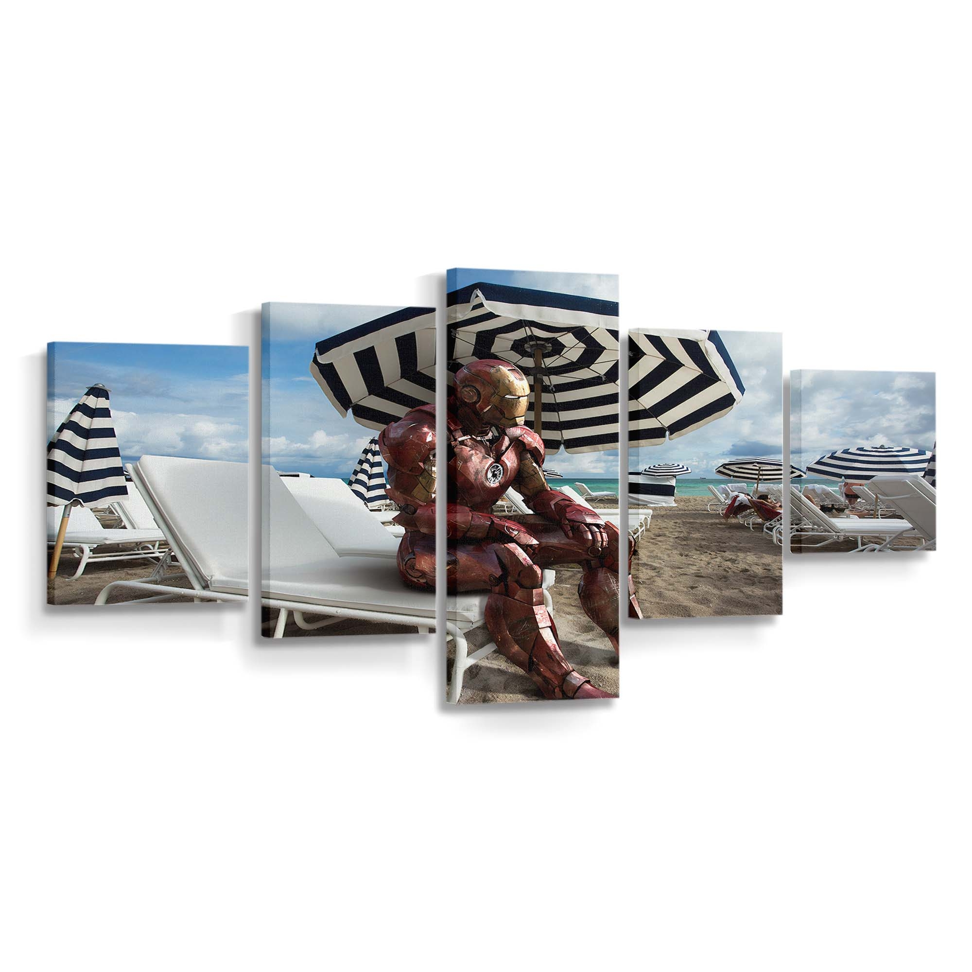 Iron Man On Beach Leinwandbild - Wanddeko