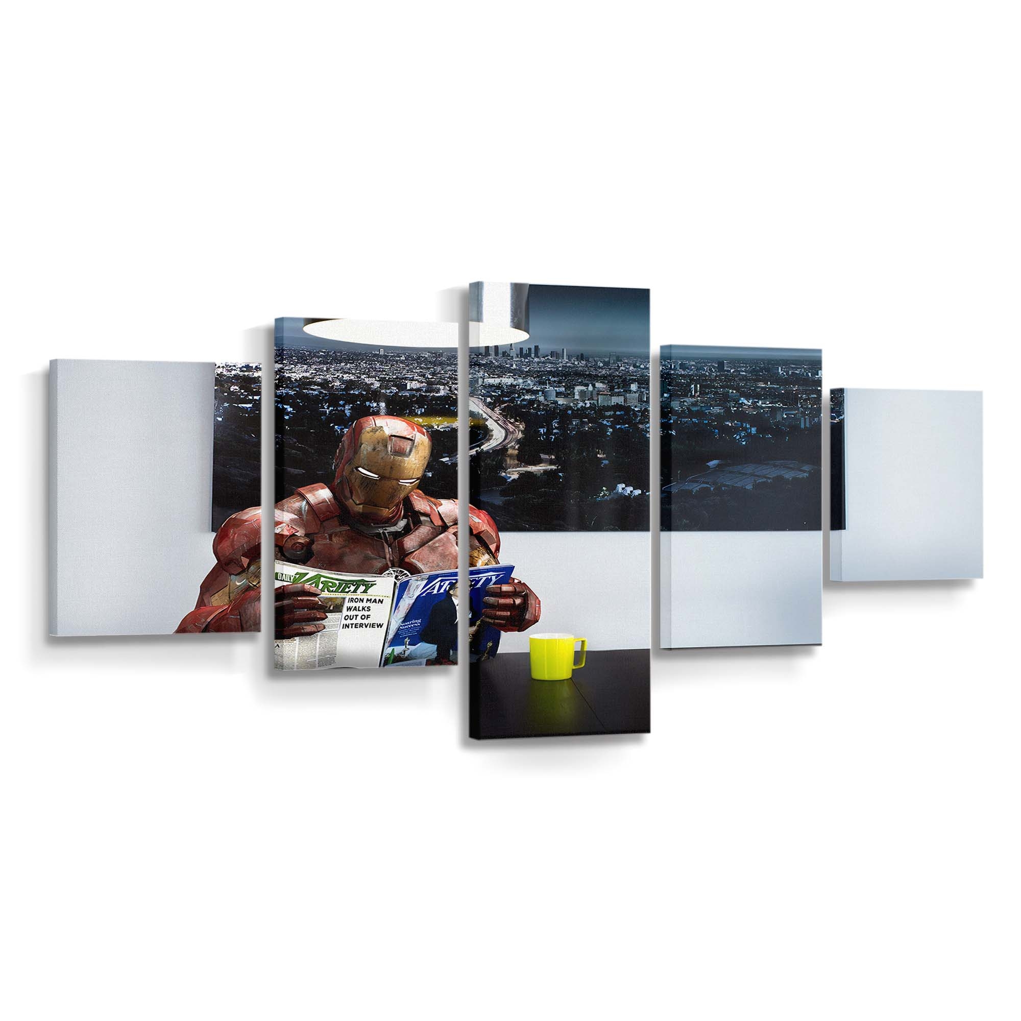 Iron Man Reading Magazine Leinwandbild - Wanddeko