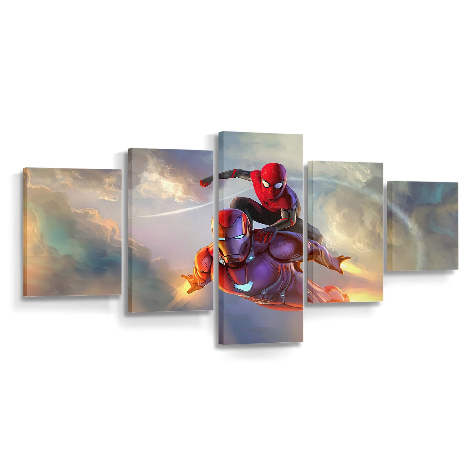 Iron Man Spider-Man kommen zusammen Leinwandbild - Wanddeko