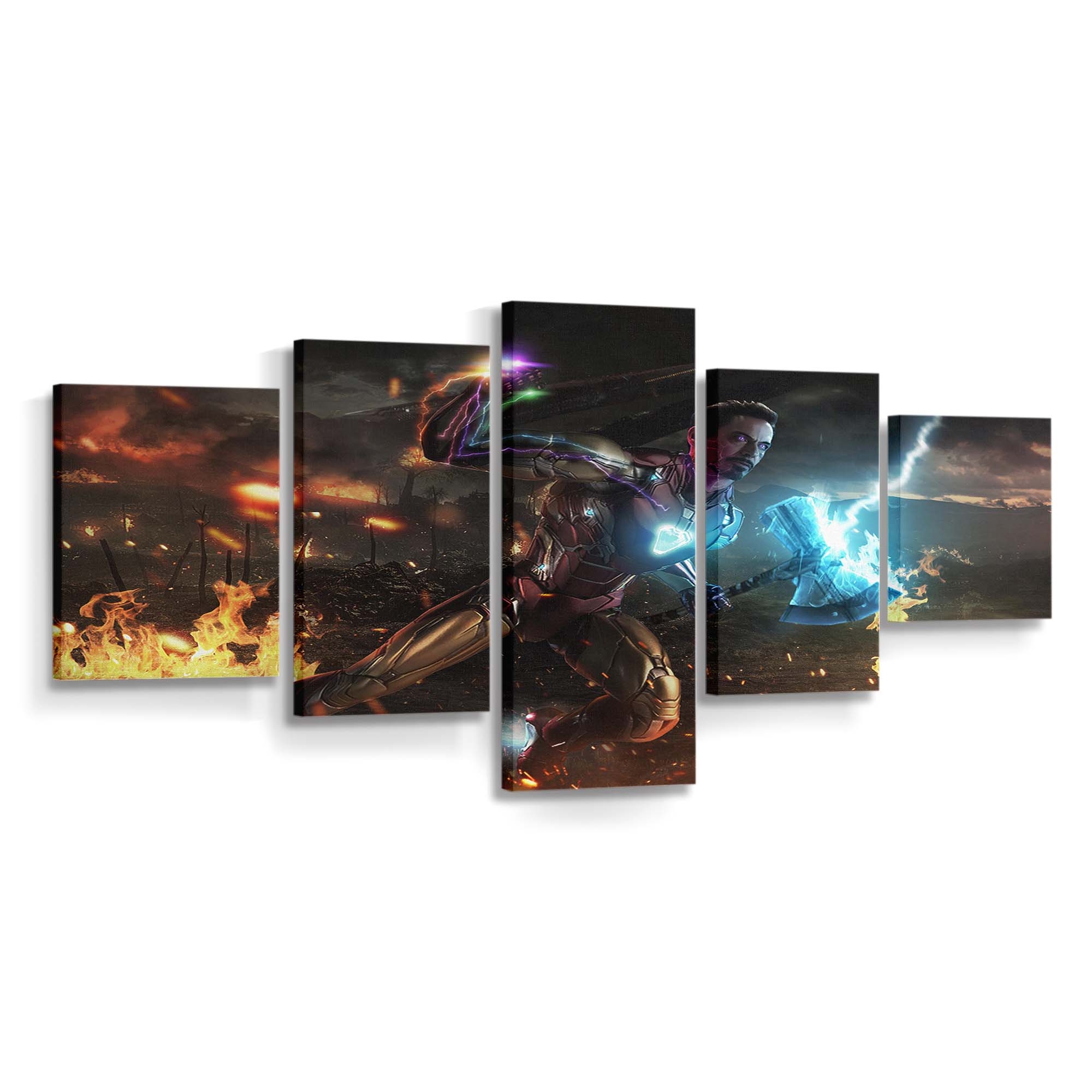 Iron Man Stormbreaker mit Infinity Gauntlet Leinwandbild - Wanddeko