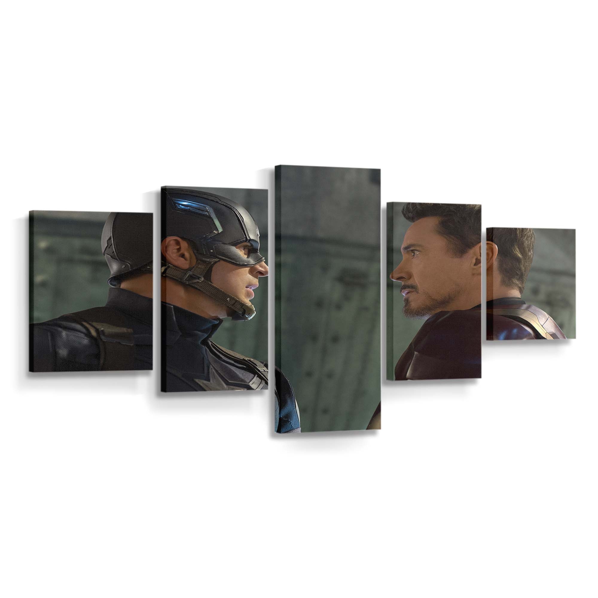 Iron Man gegen Captain America Q Leinwandbild - Wanddeko