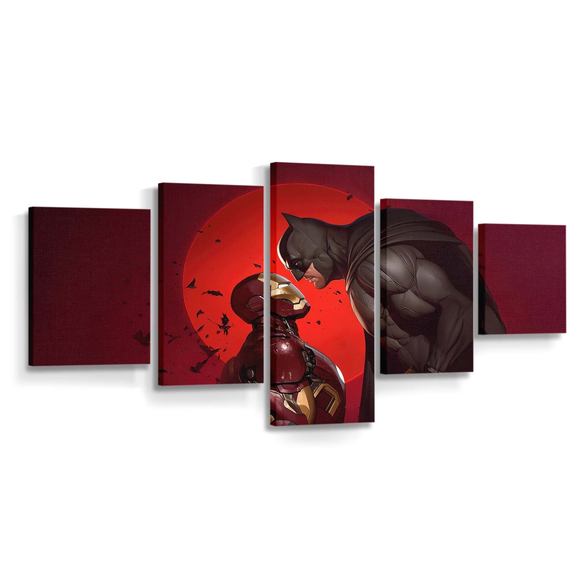 Iron Man gegen Batman – Ultimativer Showdown Leinwandbild - Wanddeko