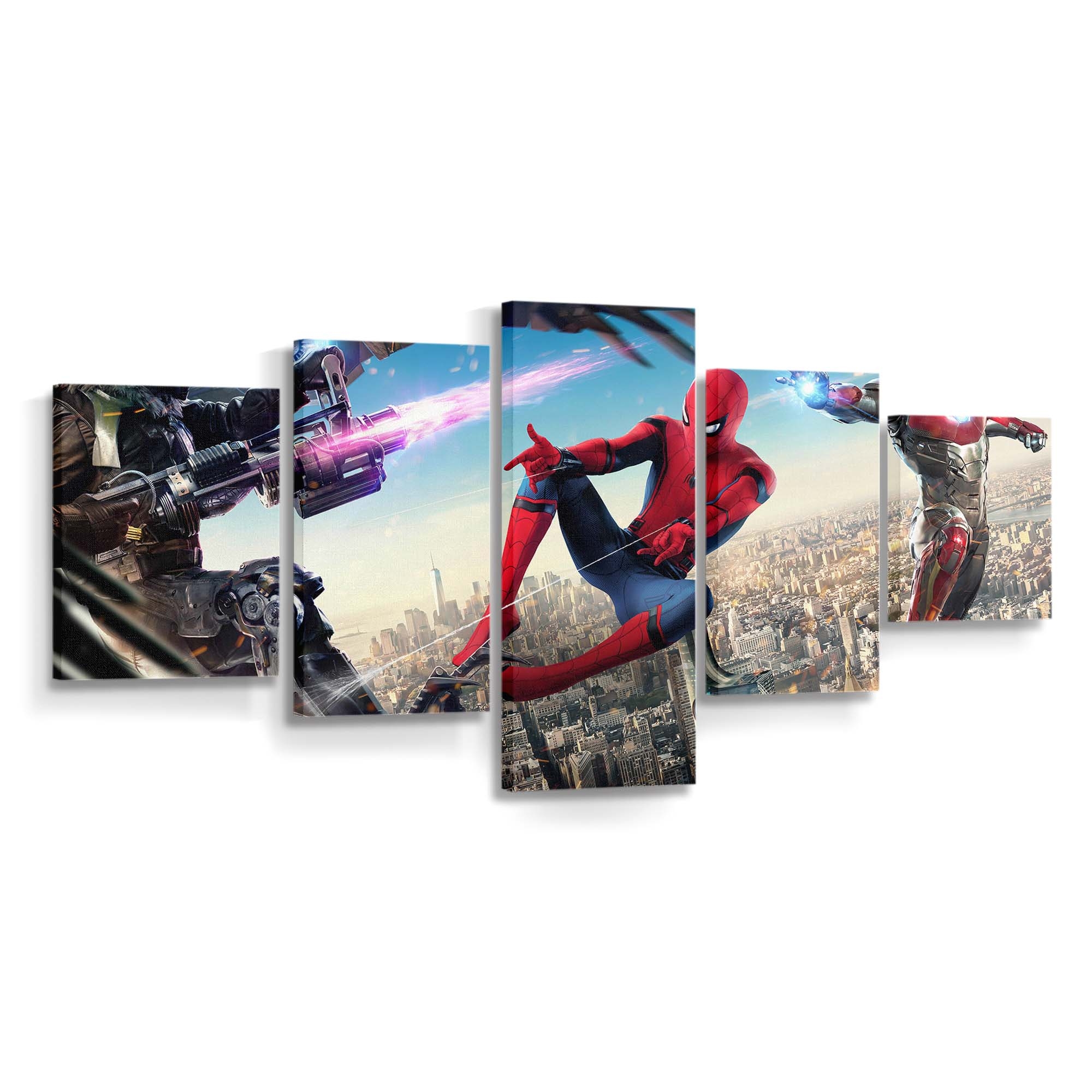 Iron Man gegen Vulture und Spiderman Leinwandbild - Wanddeko