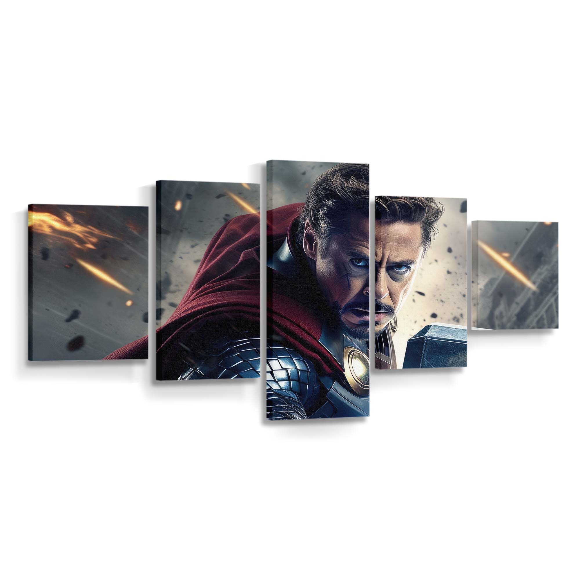 Iron Man mit Thor-Hammer Leinwandbild - Wanddeko