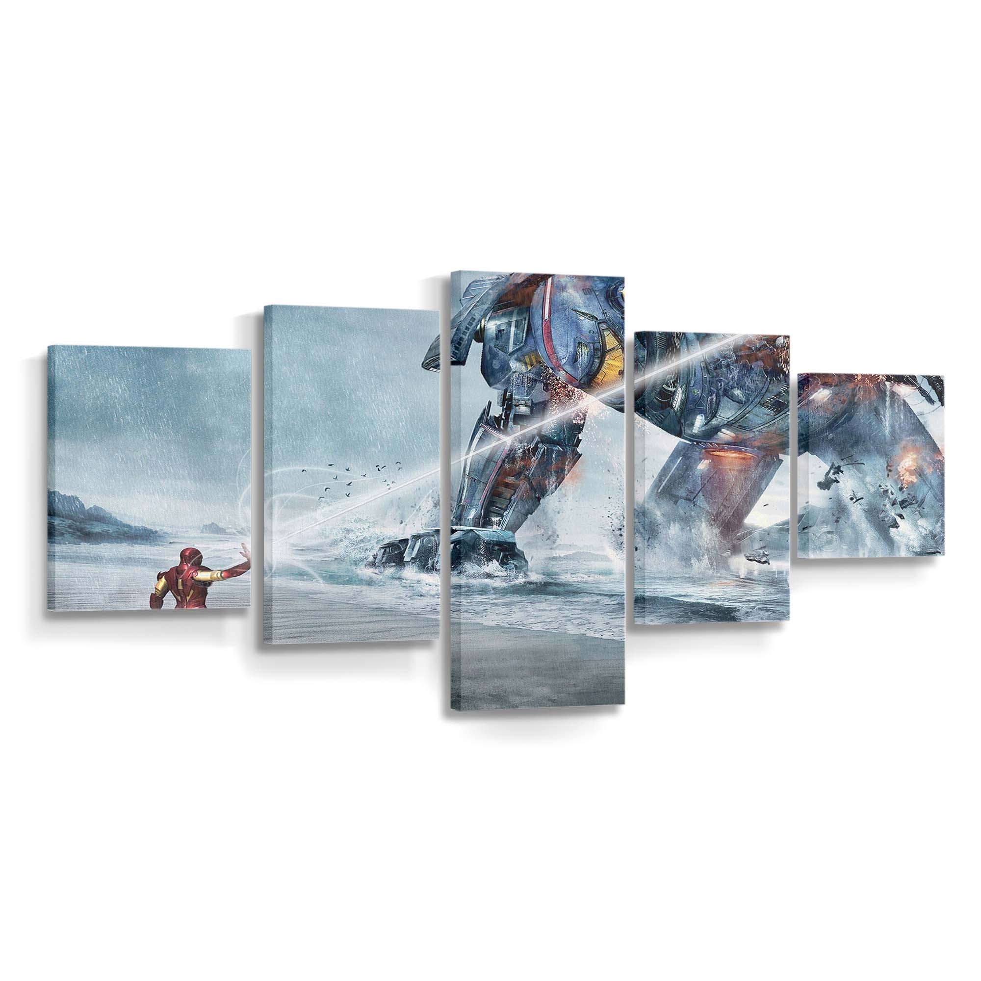 Pacific Rim Vs Ironman Leinwandbild - Wanddeko