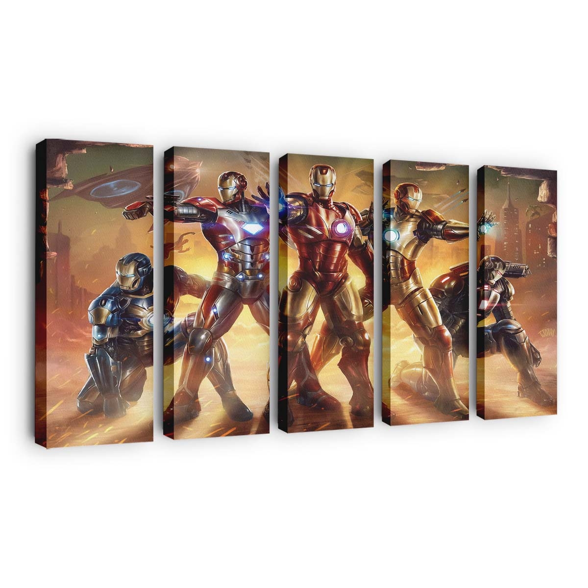 Alle Iron Man-Anzüge Leinwandbild - Wanddeko