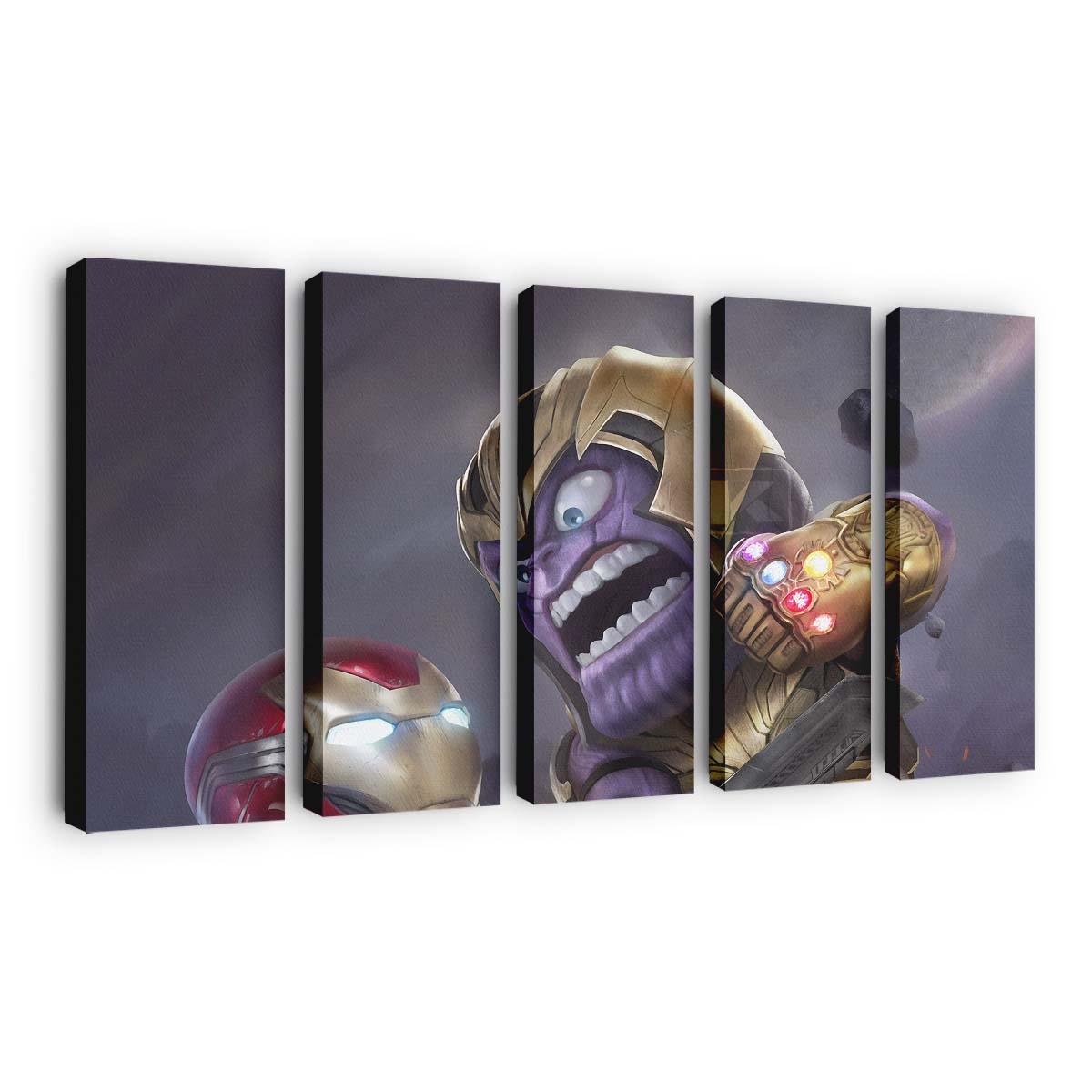 Chibi Iron Man und Thanos Leinwandbild - Wanddeko