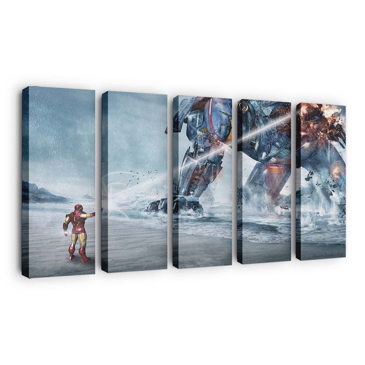 Pacific Rim Vs Ironman Leinwandbild - Wanddeko