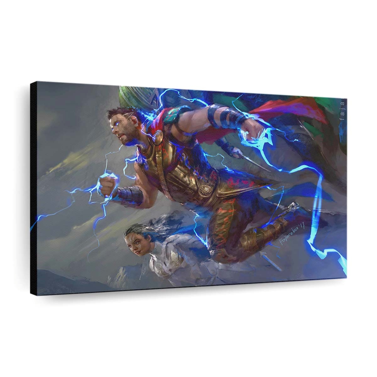Thor And Valkyrie In Thor Ragnarok Artwork Leinwandbilder | Wanddeko