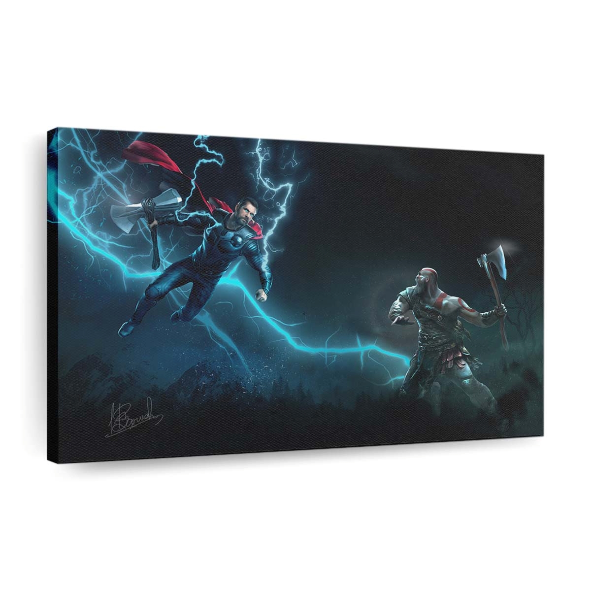 Thor Vs Kratos Art Leinwandbilder | Wanddeko