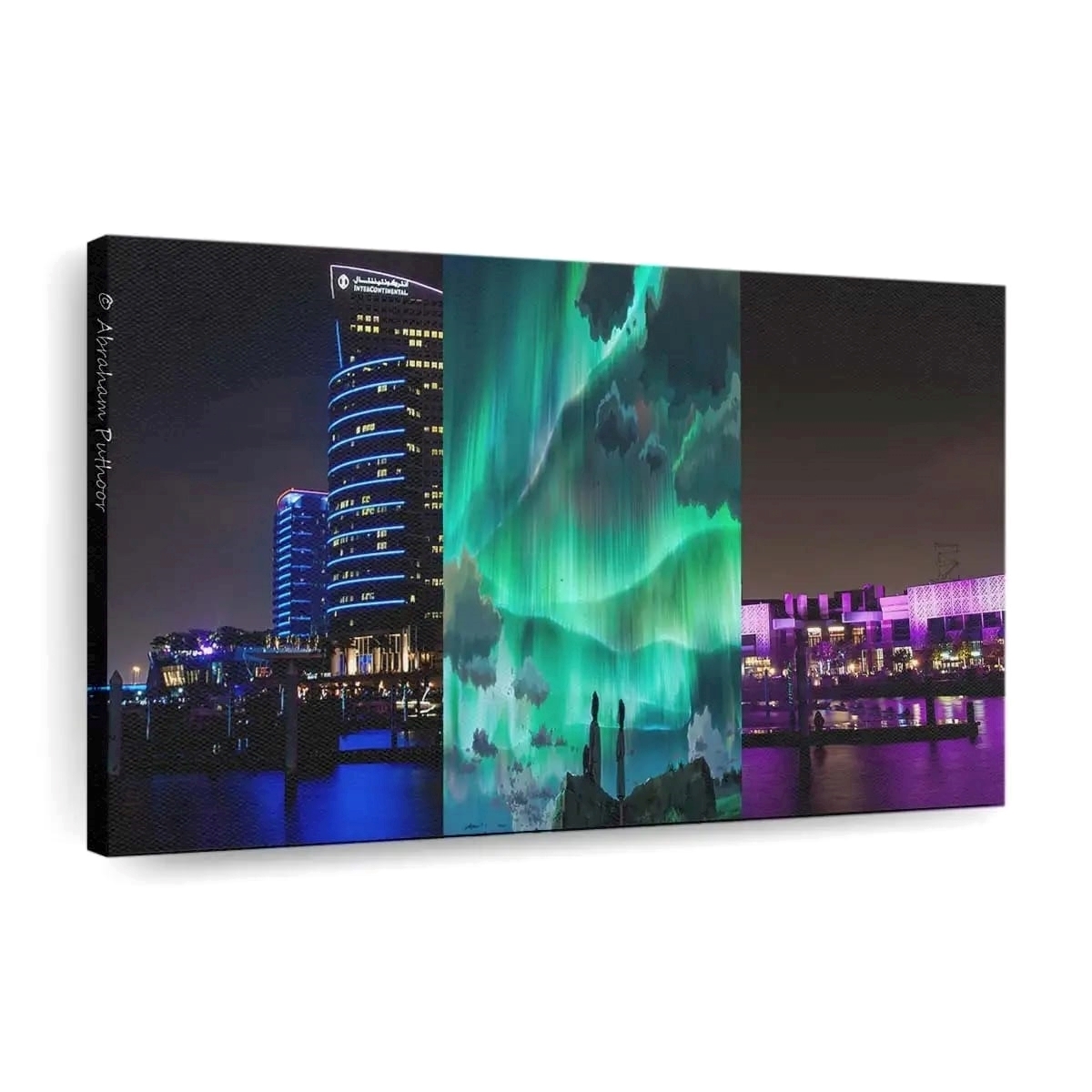 Anime Couple Looking At Aurora Sky Anime Madchen - Leinwand - Leinwandbilder