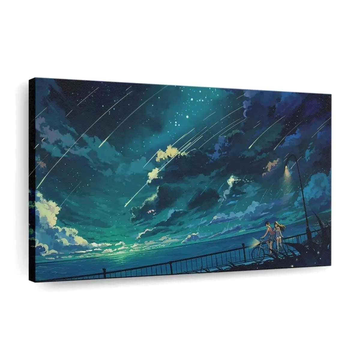 Anime Couple On Bicycle Anime Madchen - Leinwand - Leinwandbilder