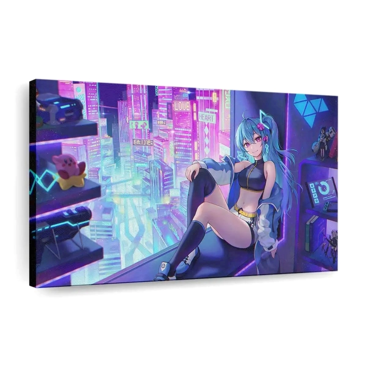 Anime Girl Purple Eyes Cyberpunk Anime Madchen - Leinwand - Leinwandbilder