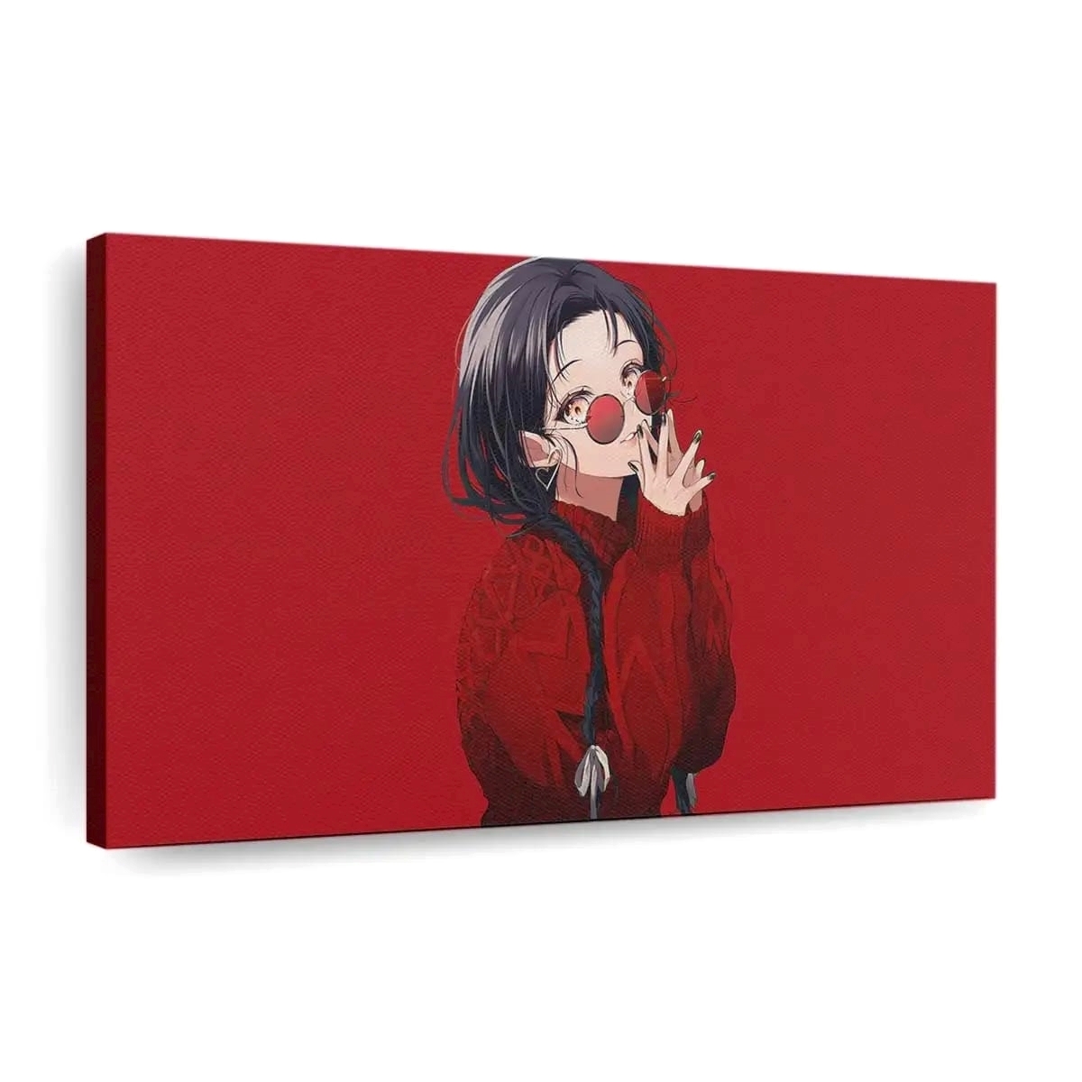 Anime Girl Red Glasses Anime Madchen - Leinwand - Leinwandbilder