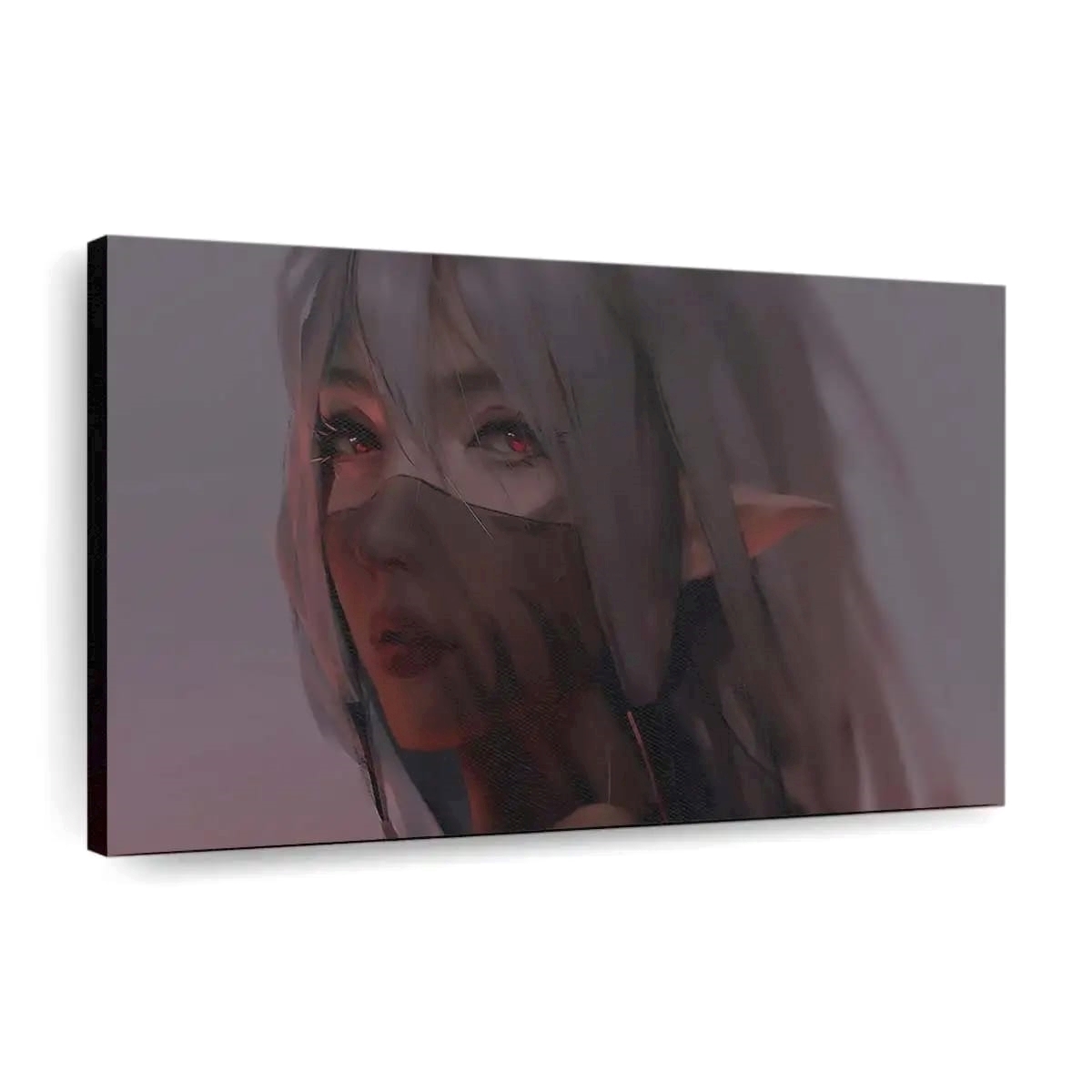 Red Moon Anime Girl Face Covered Anime Madchen - Leinwand - Leinwandbilder