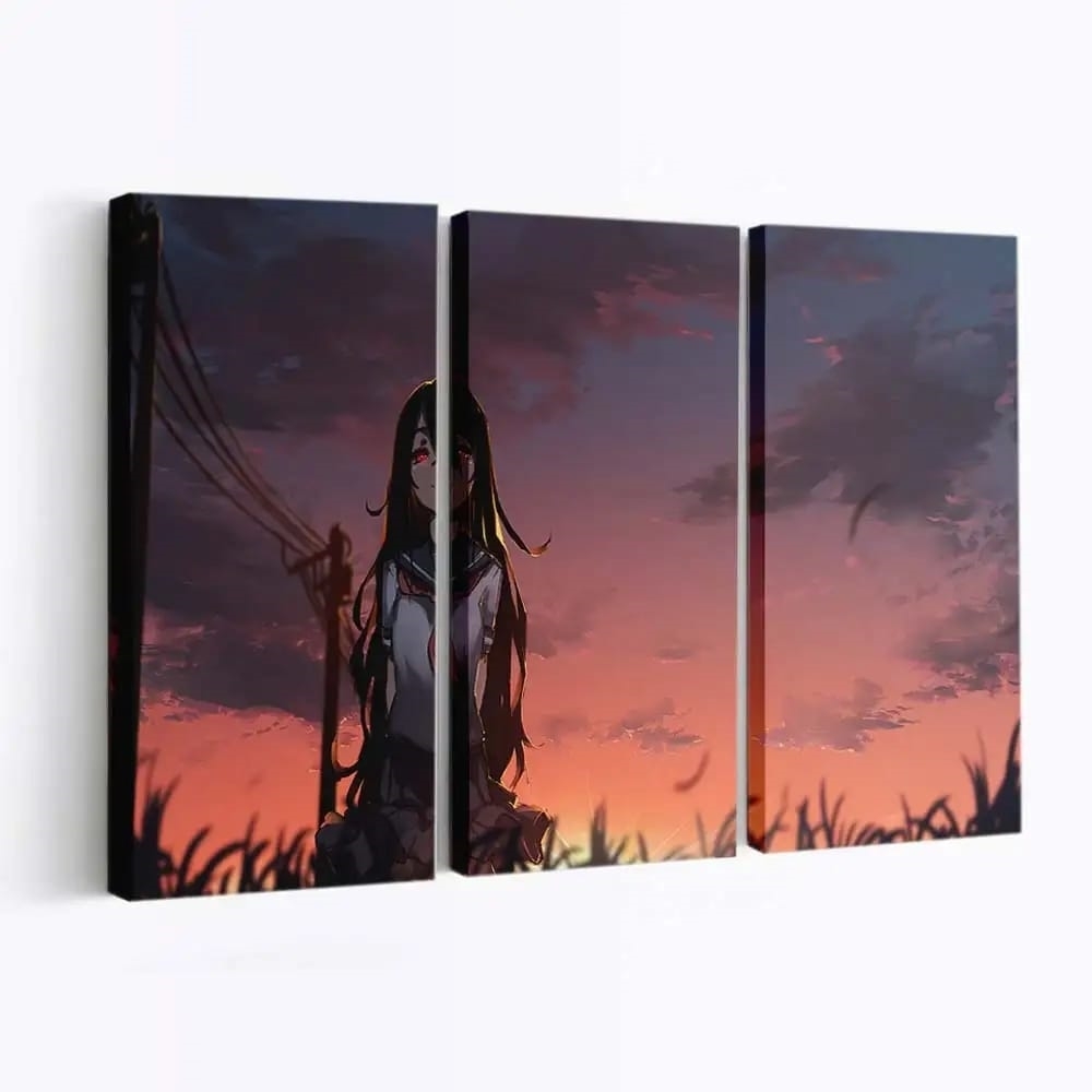 Anime Original Girl Red Eyes Anime Madchen - Leinwand - Leinwandbilder