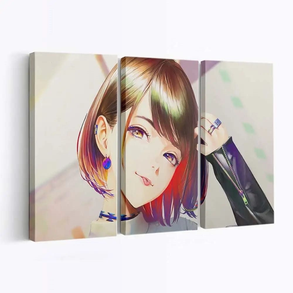 Loving My Leather Jacket Anime Girl Anime Madchen - Leinwand - Leinwandbilder