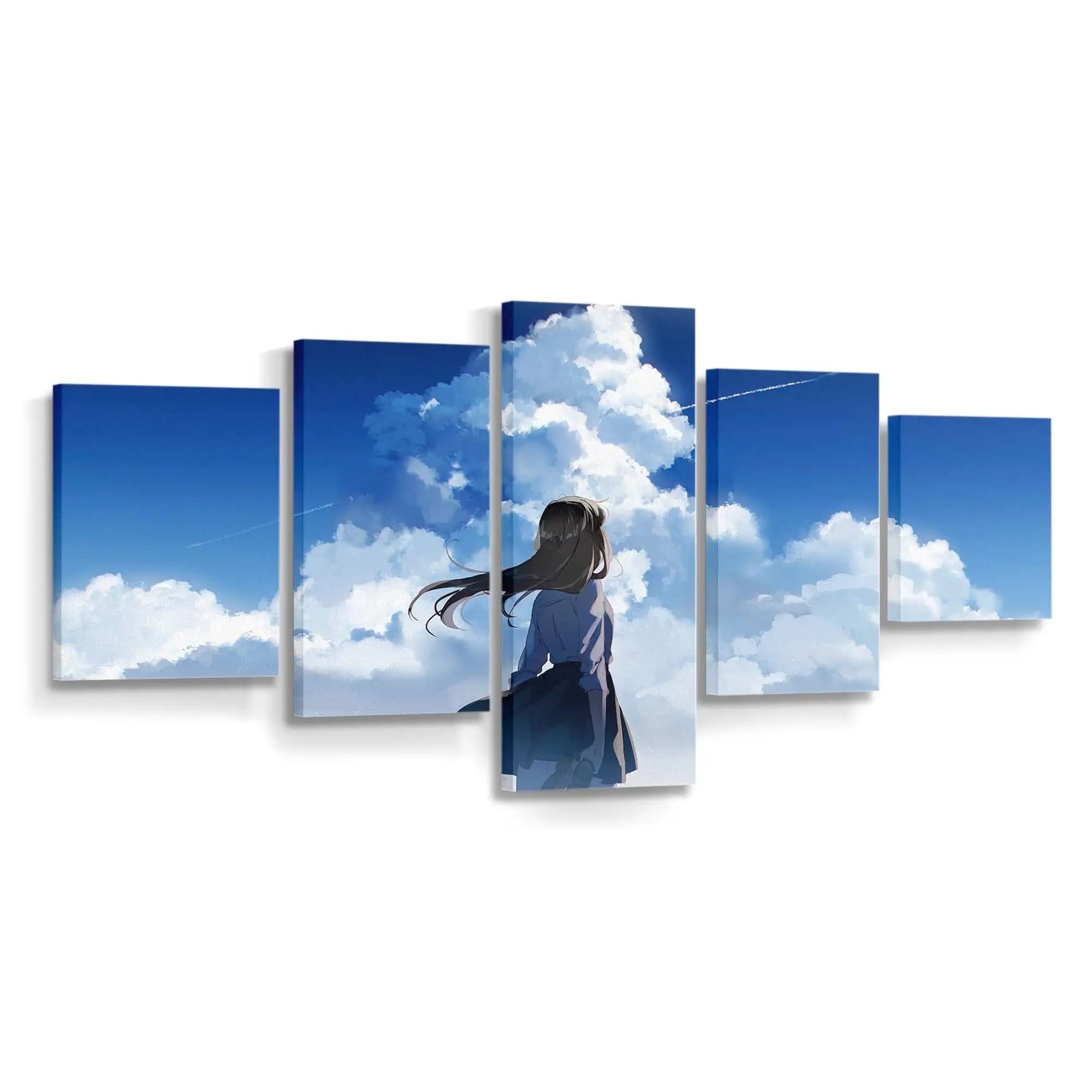 Anime School Girl Watching Clear Sky Anime Madchen - Leinwand - Leinwandbilder