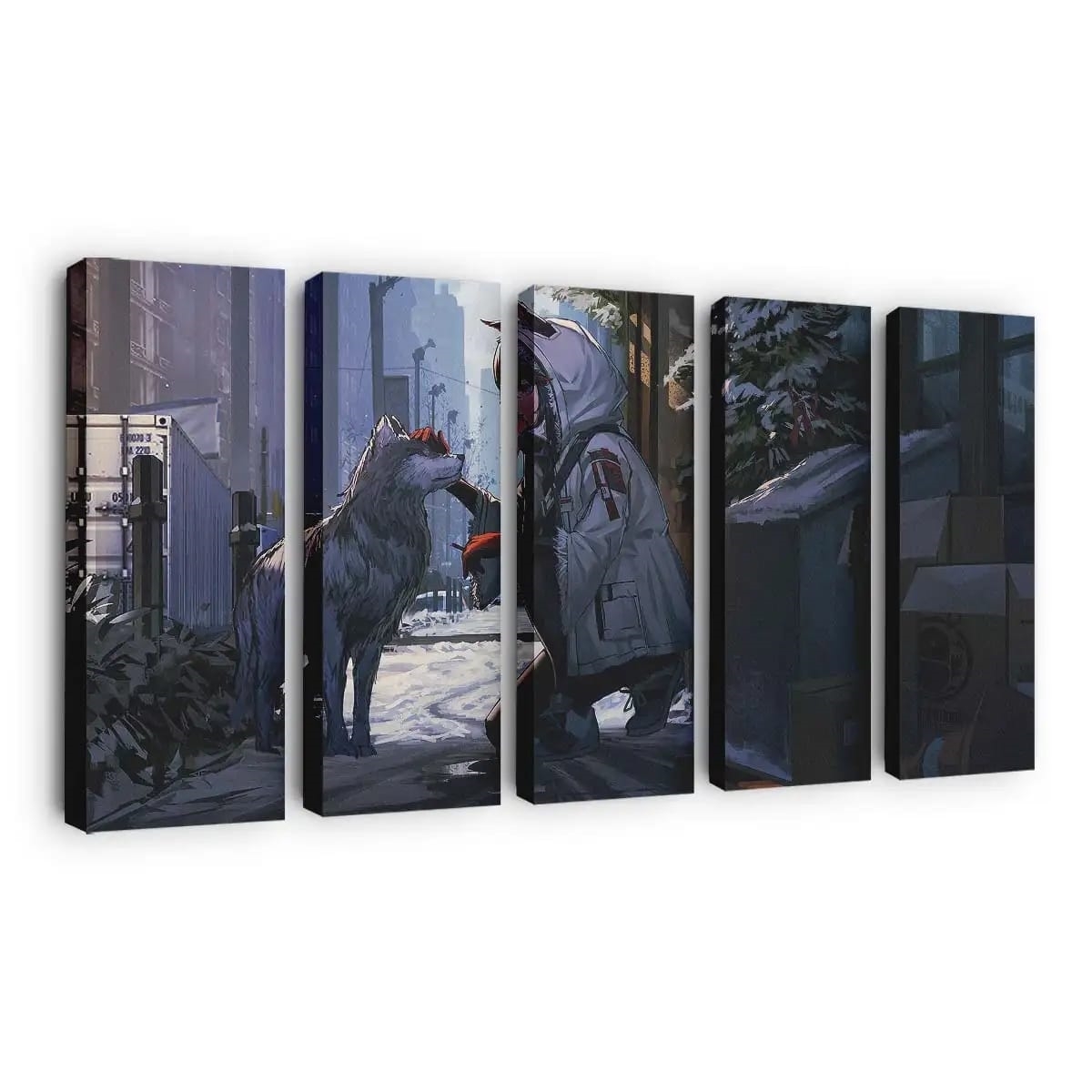 Anime Girl Petting Dog Anime Madchen - Leinwand - Leinwandbilder