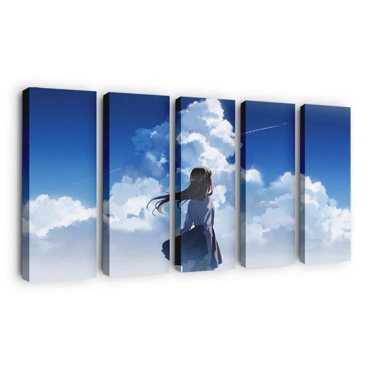 Anime School Girl Watching Clear Sky Anime Madchen - Leinwand - Leinwandbilder