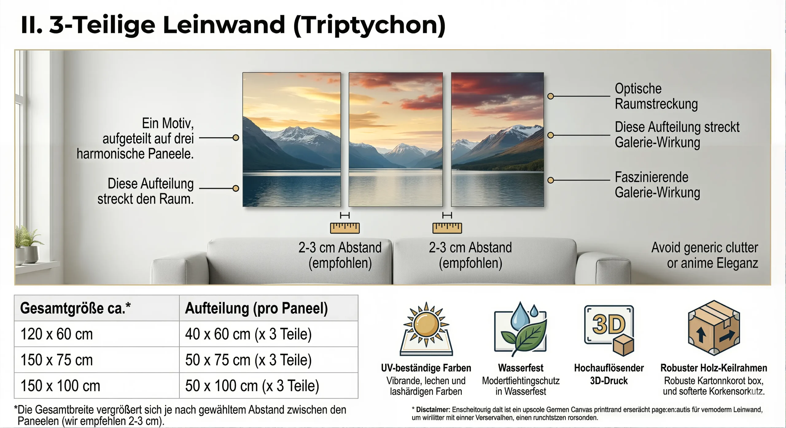 Unsere Formate & Größen-Guide 3-Teilige Leinwand Format